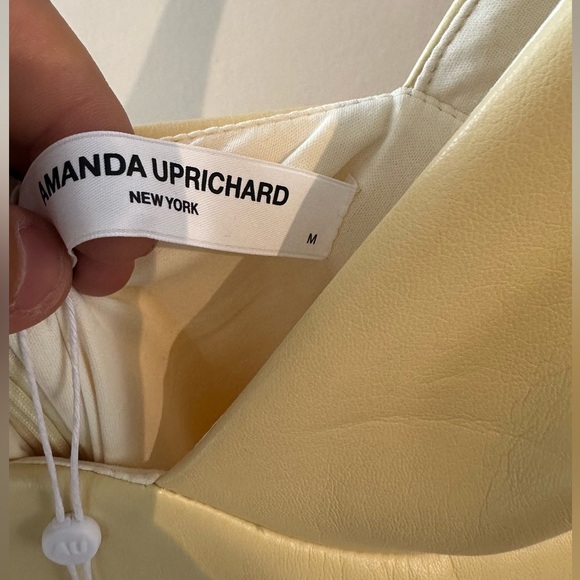 Amanda Uprichard Sorvette Pale Yellow V-Neck Sleeveless Midi Dress - Picture 3 of 7